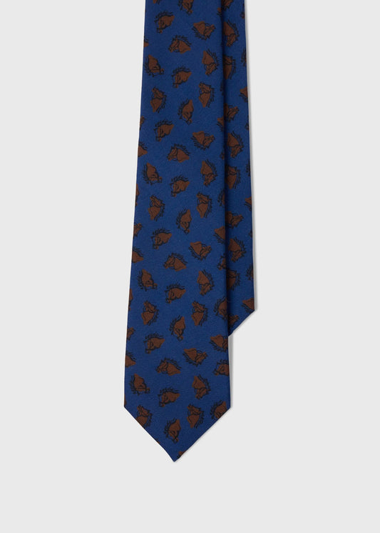 Equestrian Wool Tie Navy - Paul Stuart