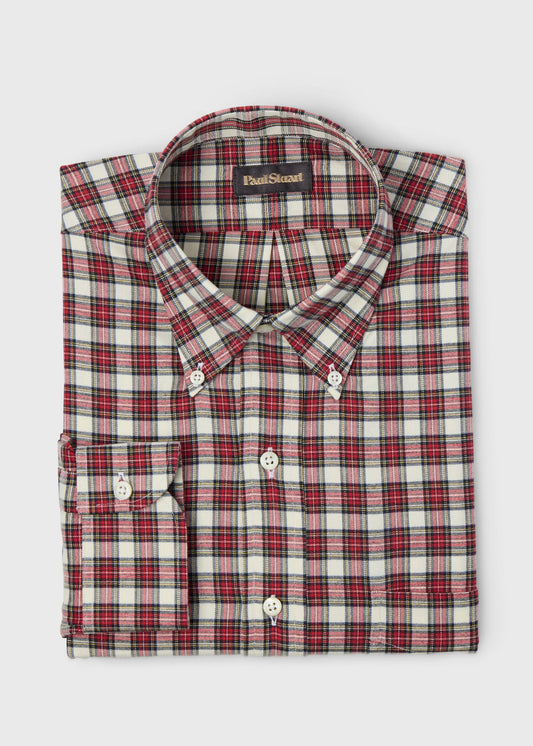Tartan Button-Down Shirt Red - Paul Stuart