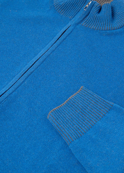 Wool Blend Full-Zip Sweater Blue - Paul Stuart