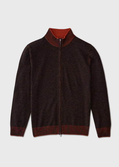 Wool Blend Full-Zip Sweater Blue - Paul Stuart
