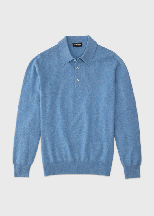 Cashmere Polo Sweater Light Blue - Paul Stuart