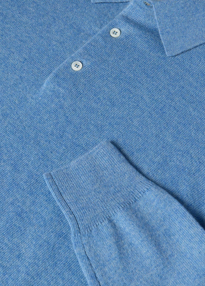 Cashmere Polo Sweater Light Blue - Paul Stuart