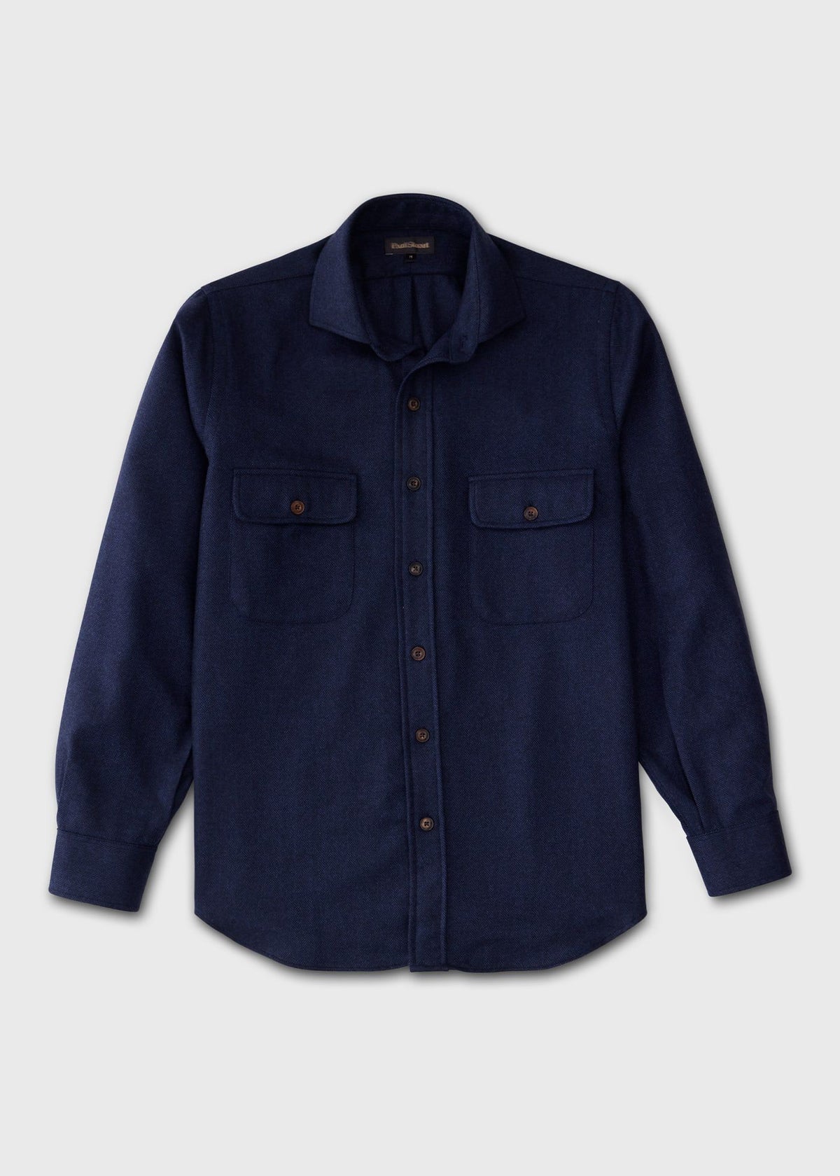 Herringbone Cashmere Overshirt Navy - Paul Stuart