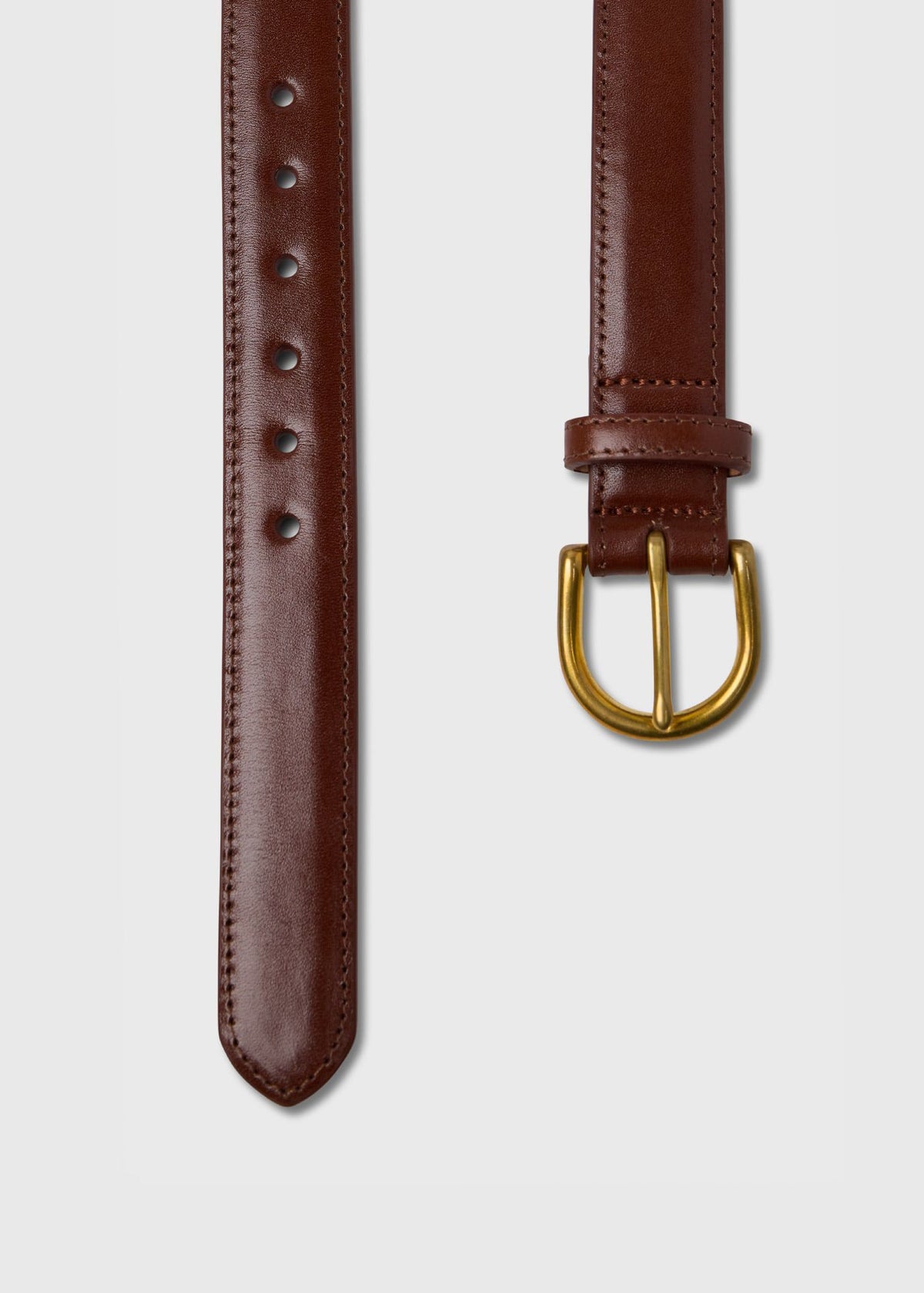 Calfskin Belt with Brass Buckle Brown - Paul Stuart