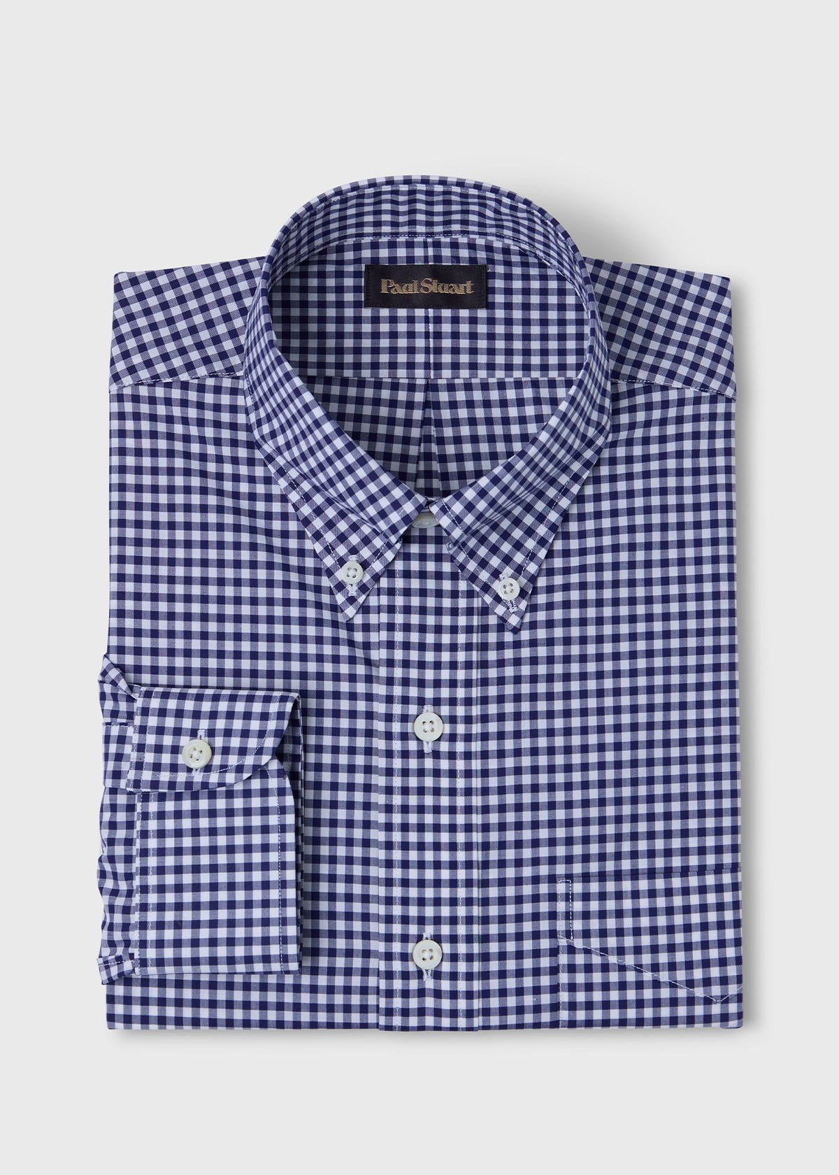 Gingham Button Down Shirt Blue - Paul Stuart