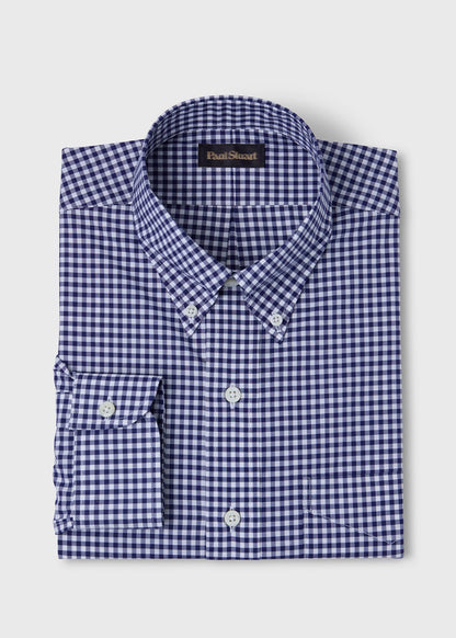 Gingham Button Down Shirt Blue - Paul Stuart