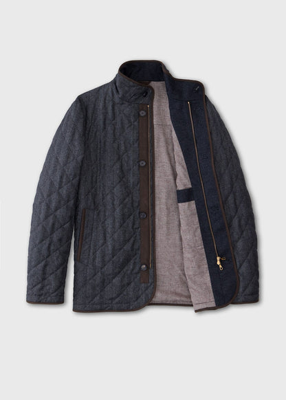 Wool Herringbone Quilted Jacket Grey - Paul Stuart