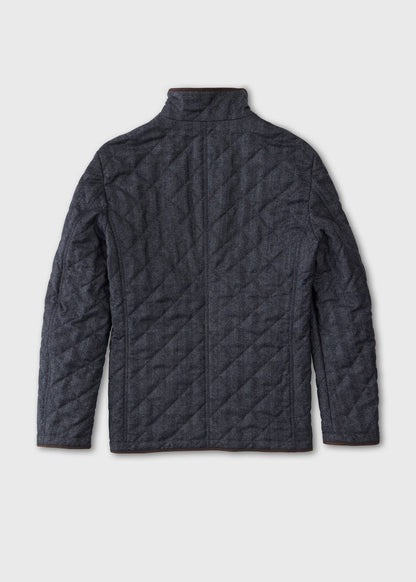 Wool Herringbone Quilted Jacket Grey - Paul Stuart