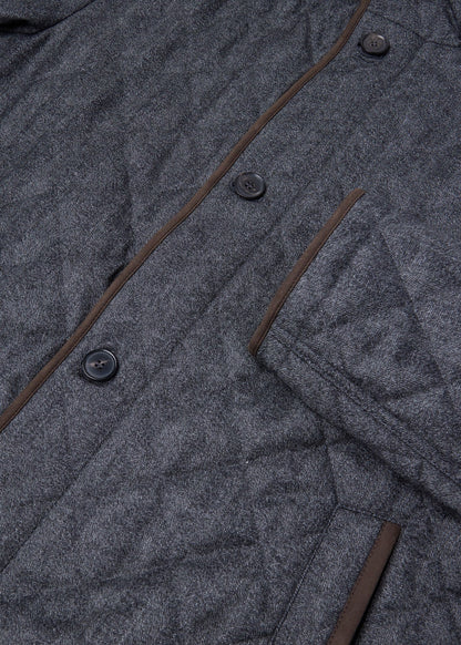 Wool Herringbone Quilted Jacket Grey - Paul Stuart