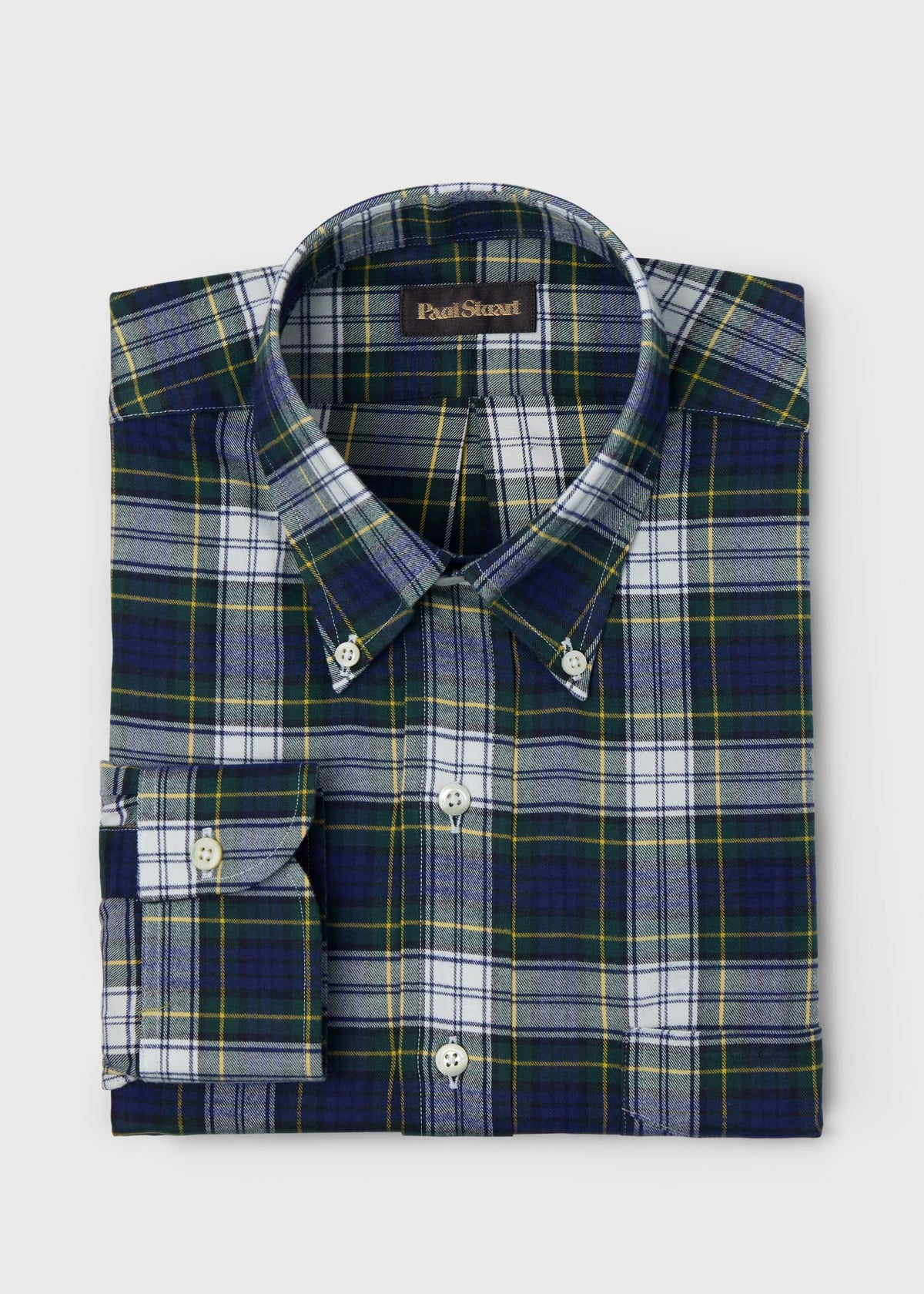 Tartan Button-Down Shirt Blue - Paul Stuart