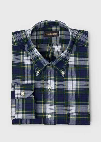 Tartan Button-Down Shirt Blue - Paul Stuart