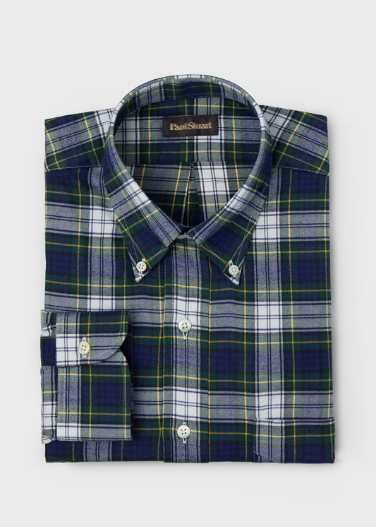 Tartan Button-Down Shirt Blue - Paul Stuart