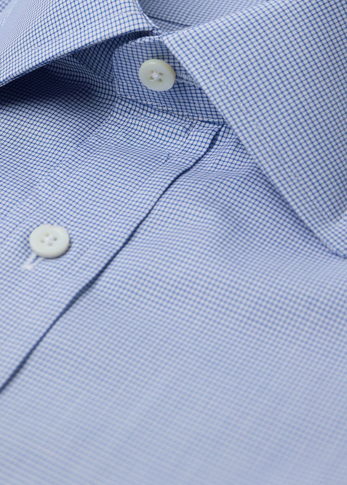 Micro Check Spread Collar Dress Shirt Blue - Paul Stuart