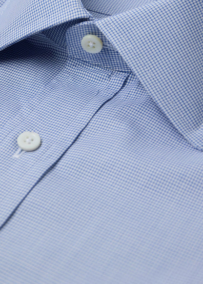 Micro Check Spread Collar Dress Shirt Blue - Paul Stuart