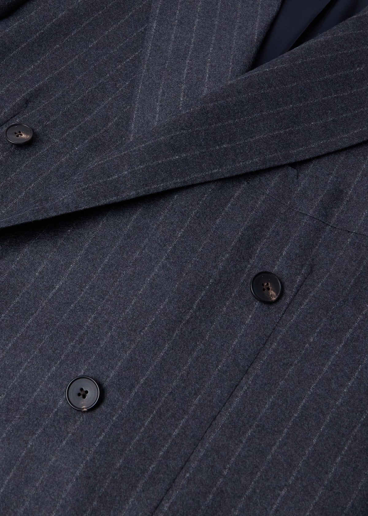 Double-Breasted Chalk Stripe Suit Mid Grey - Paul Stuart