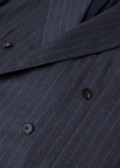 Double-Breasted Chalk Stripe Suit Mid Grey - Paul Stuart