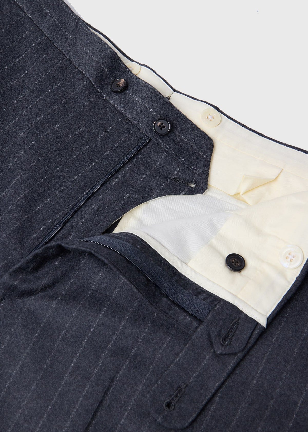 Double-Breasted Chalk Stripe Suit Mid Grey - Paul Stuart