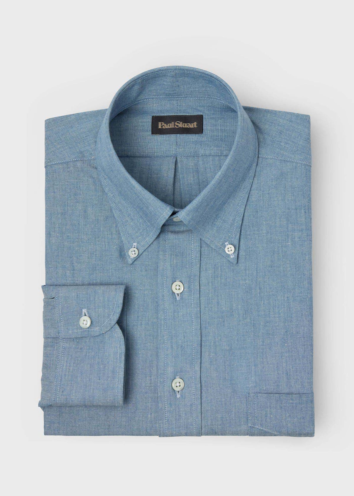 Chambray Button Down Shirt Light Blue - Paul Stuart