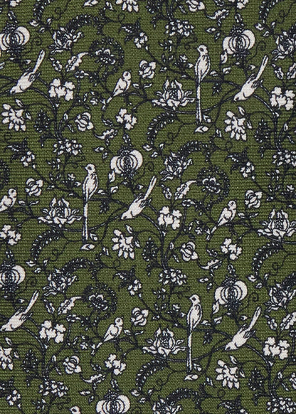 Floral Bird SIik Tie Navy/Brown - Paul Stuart
