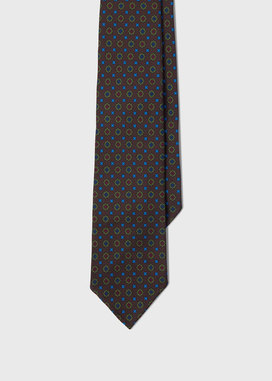 Medallion Madder Silk Tie Brown - Paul Stuart