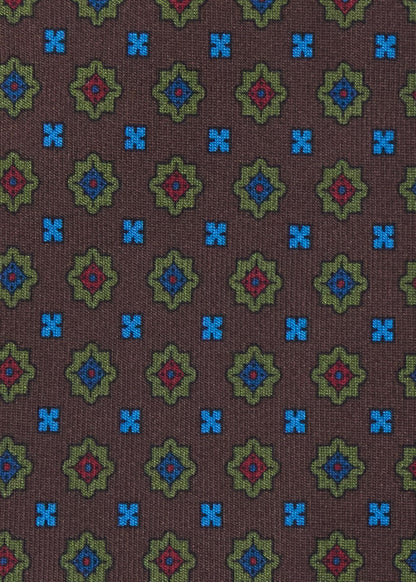 Medallion Madder Silk Tie Brown - Paul Stuart