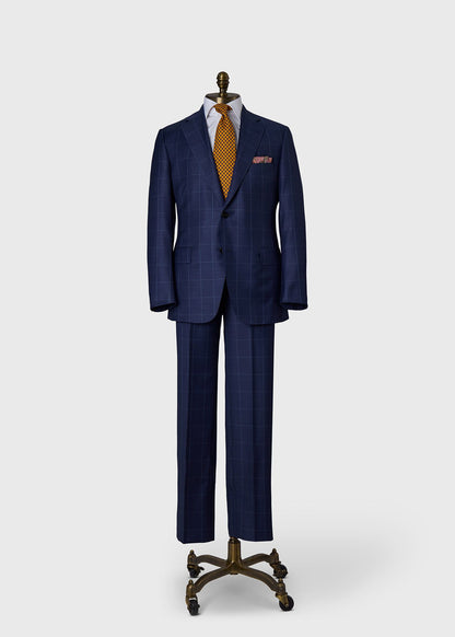 Classic Wool Windowpane Suit Mid Blue - Paul Stuart