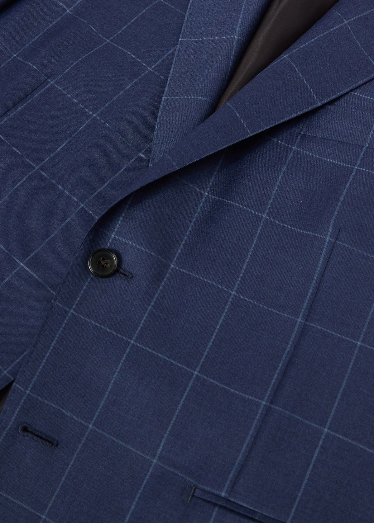 Classic Wool Windowpane Suit Mid Blue - Paul Stuart