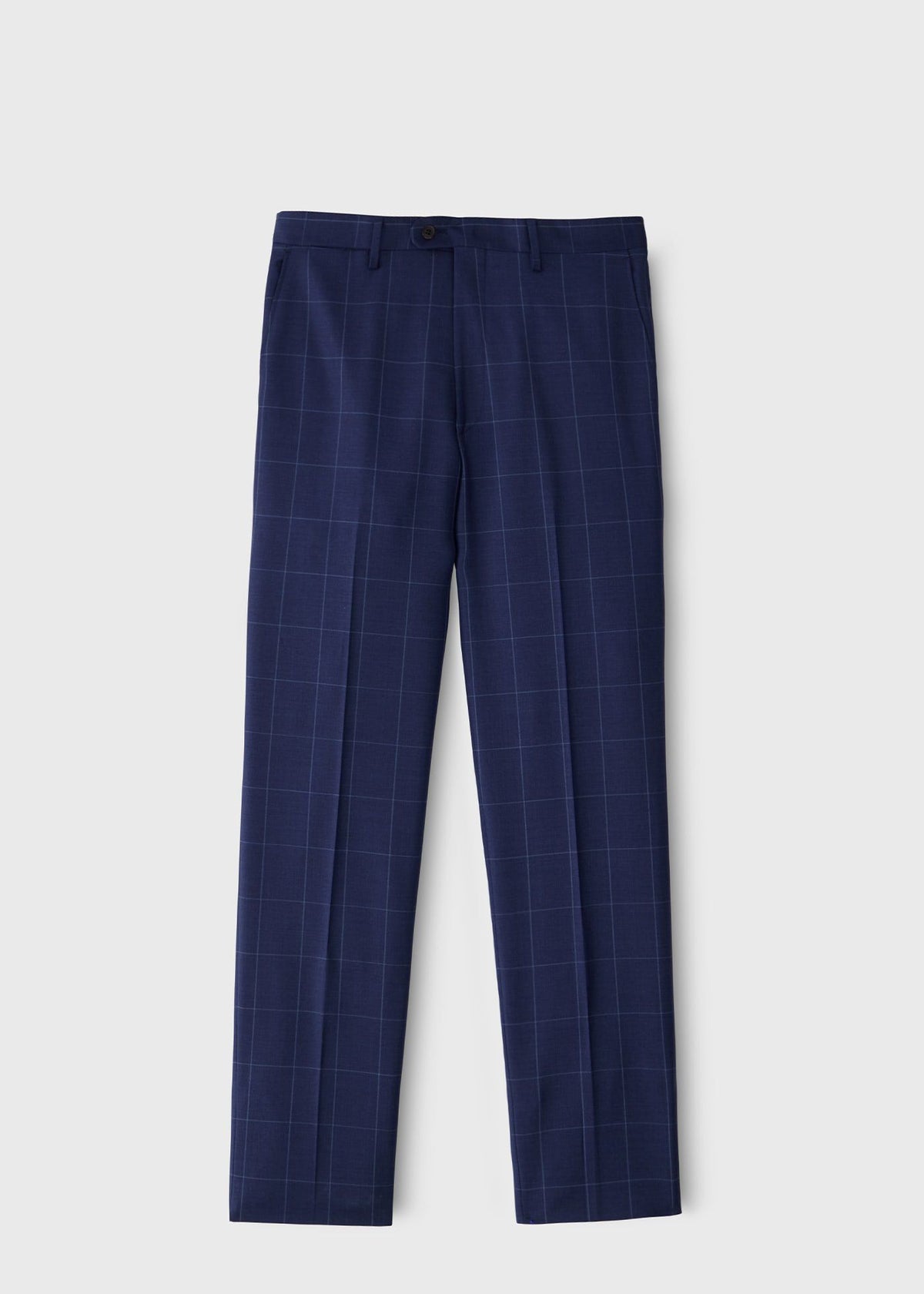 Classic Wool Windowpane Suit Mid Blue - Paul Stuart