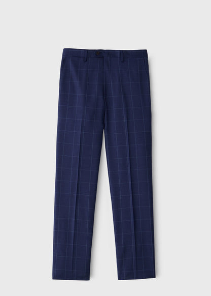 Classic Wool Windowpane Suit Mid Blue - Paul Stuart