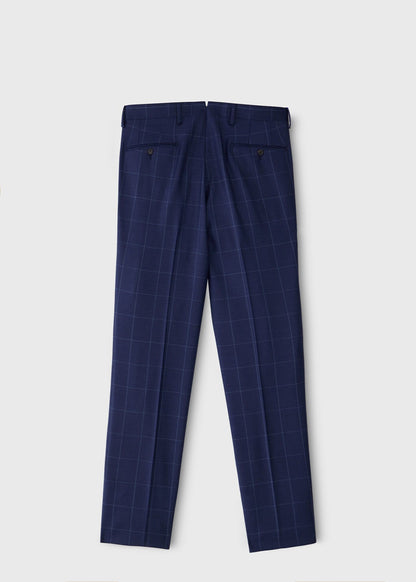 Classic Wool Windowpane Suit Mid Blue - Paul Stuart