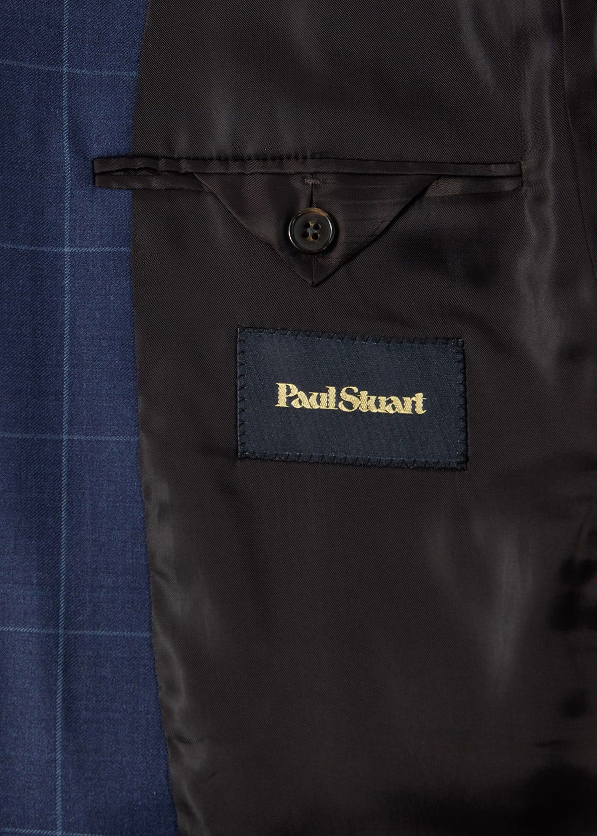 Classic Wool Windowpane Suit Mid Blue - Paul Stuart
