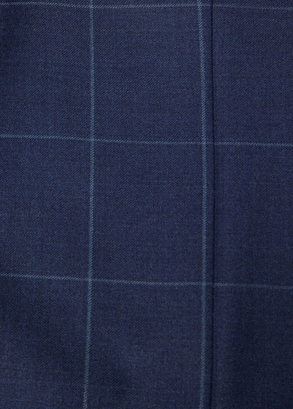 Classic Wool Windowpane Suit Mid Blue - Paul Stuart