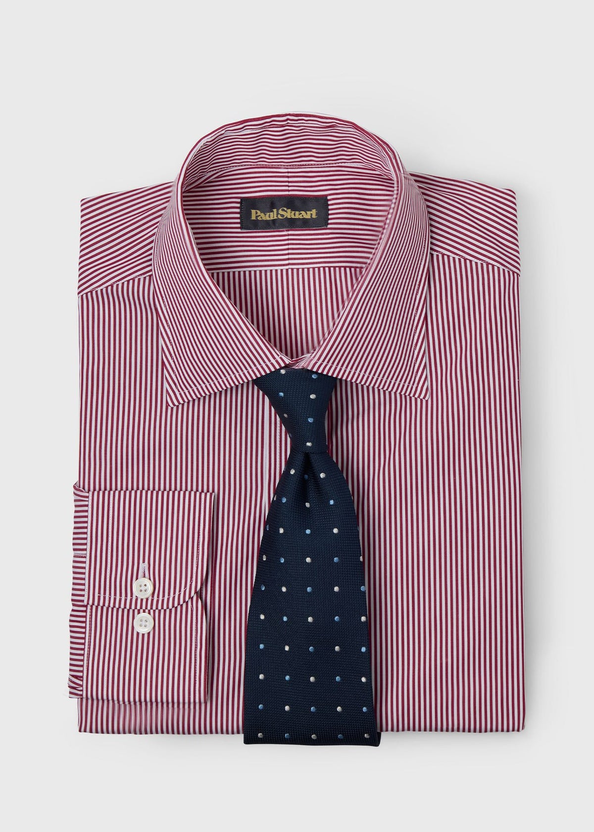 Pencil Stripe Spread Collar Dress Shirt Red/White - Paul Stuart