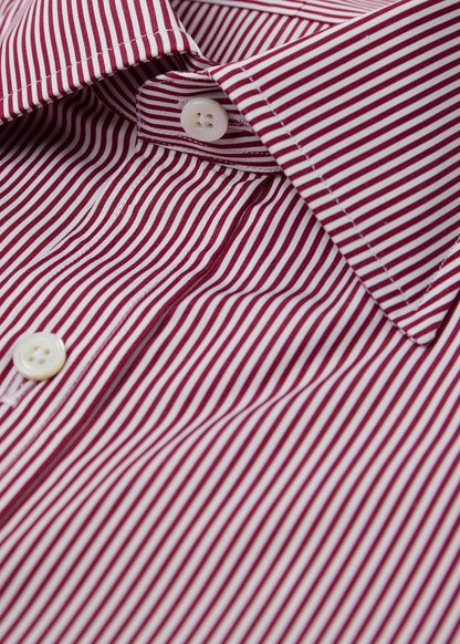 Pencil Stripe Spread Collar Dress Shirt Red/White - Paul Stuart