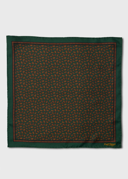 Micro Paisley Silk Pocket Square Burgundy - Paul Stuart
