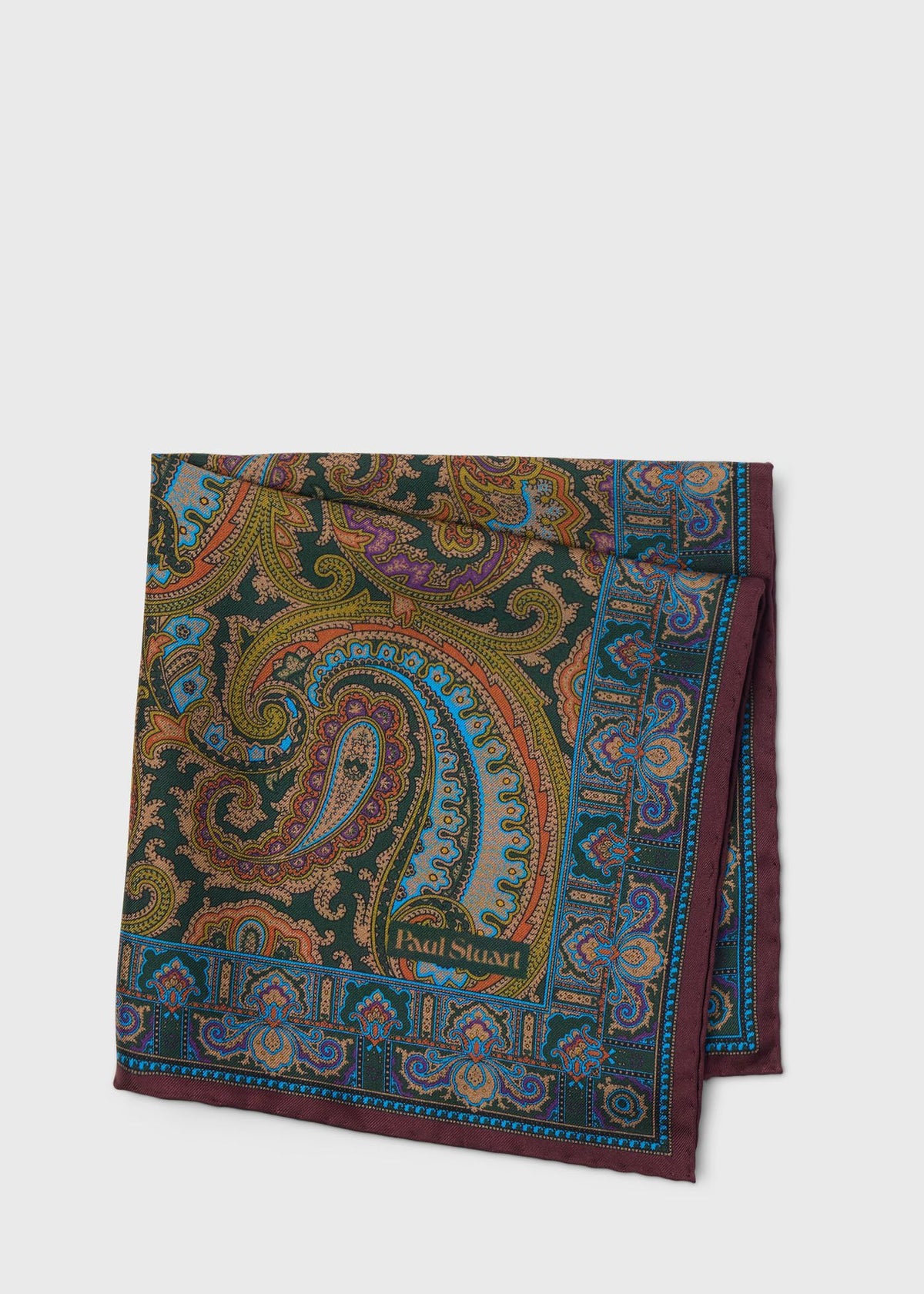 Paisley Silk Pocket Square Burgundy - Paul Stuart