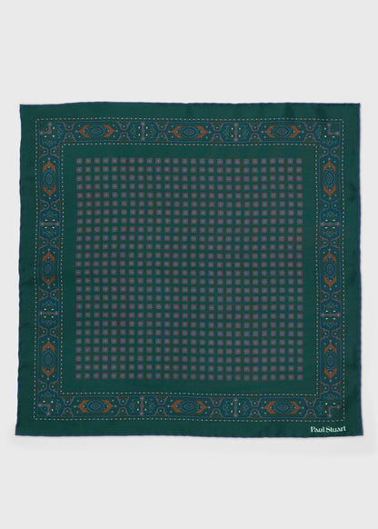 Foulard Silk Pocket Square Navy - Paul Stuart