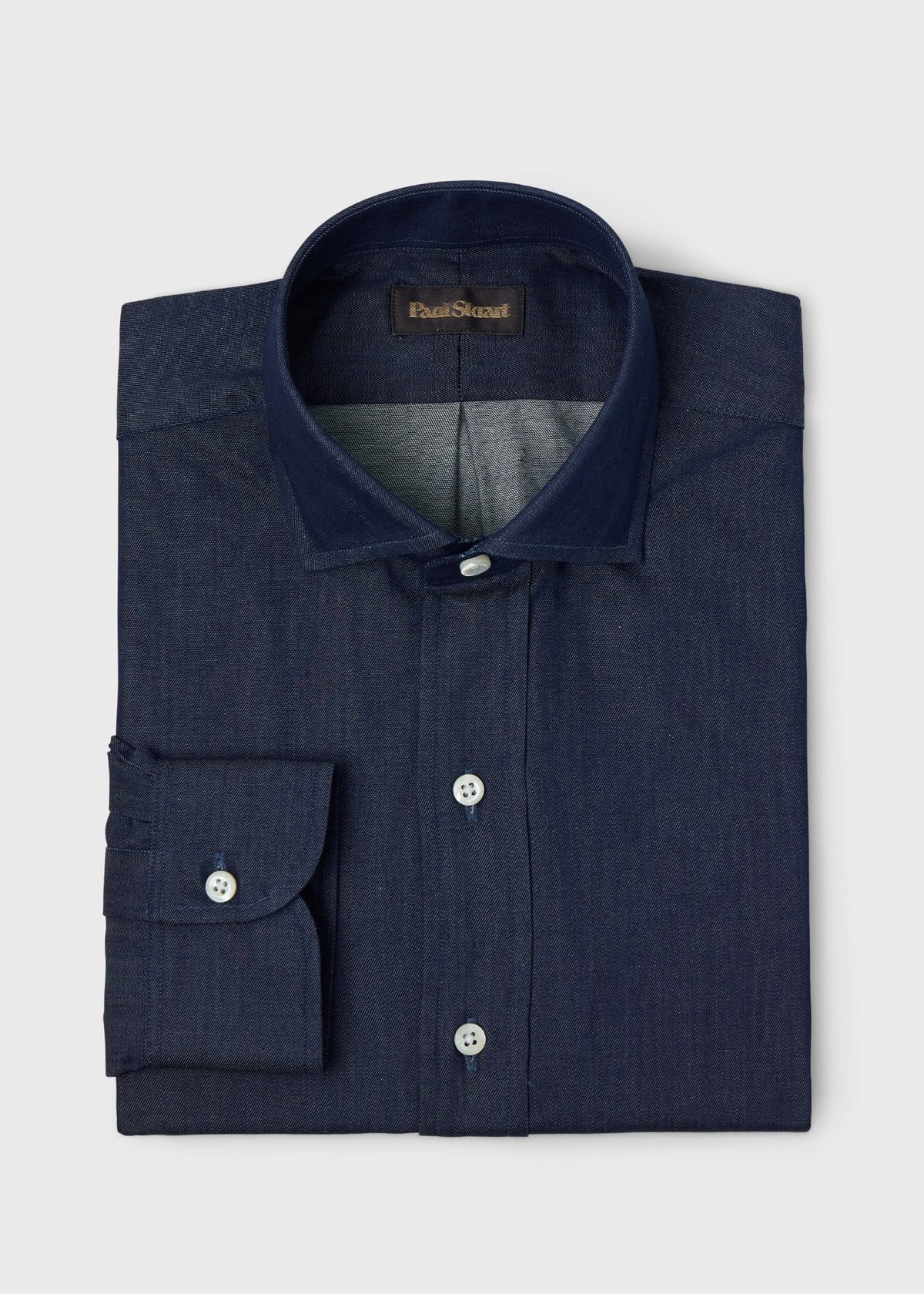 Denim Spread Collar Shirt Indigo - Paul Stuart