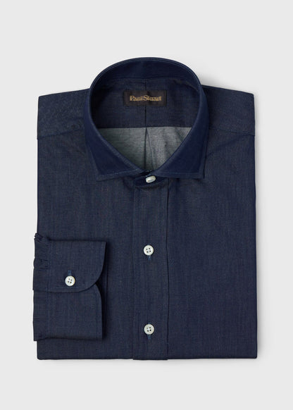 Denim Spread Collar Shirt Indigo - Paul Stuart