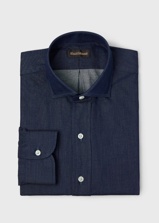 Denim Spread Collar Shirt Indigo - Paul Stuart