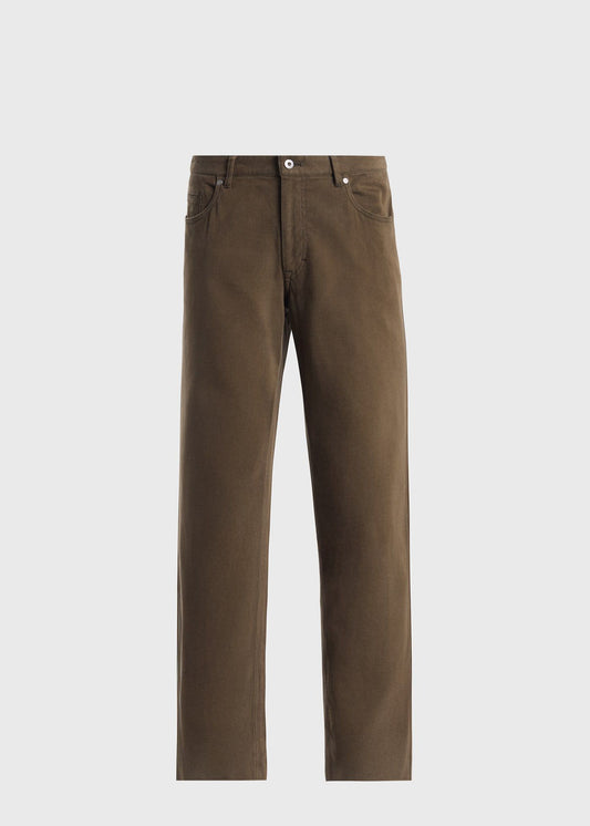 Brushed Twill Five Pocket Pant Brown - Paul Stuart