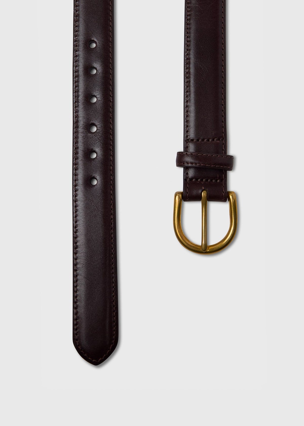 Calfskin Belt with Brass Buckle Brown - Paul Stuart