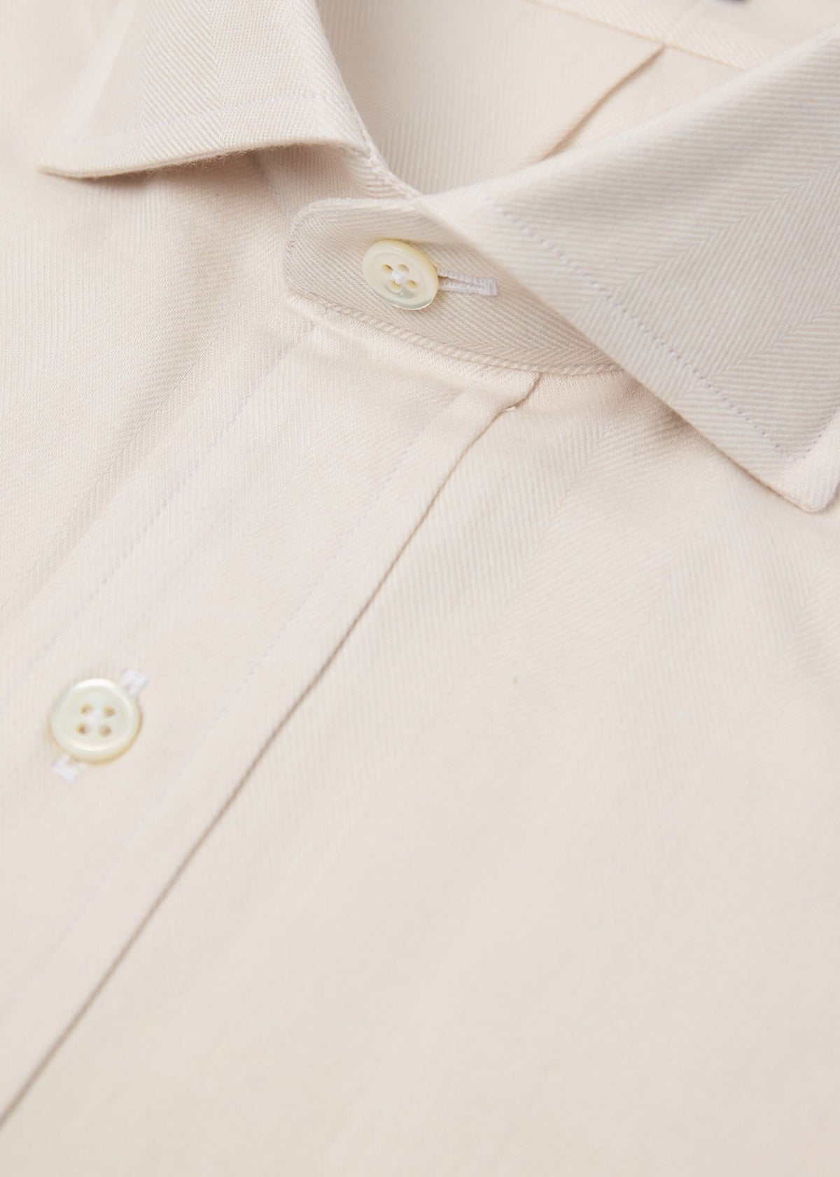 Herringbone Spread Collar Shirt Charcoal - Paul Stuart