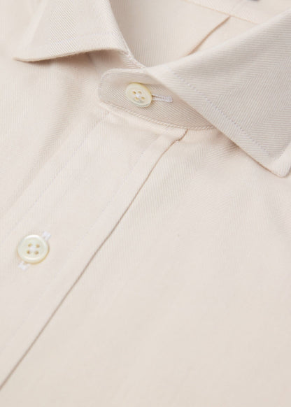 Herringbone Spread Collar Shirt Charcoal - Paul Stuart