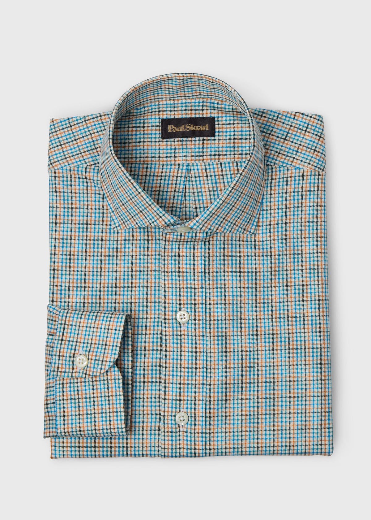 Tattersall Spread Collar Shirt Blue Multi - Paul Stuart
