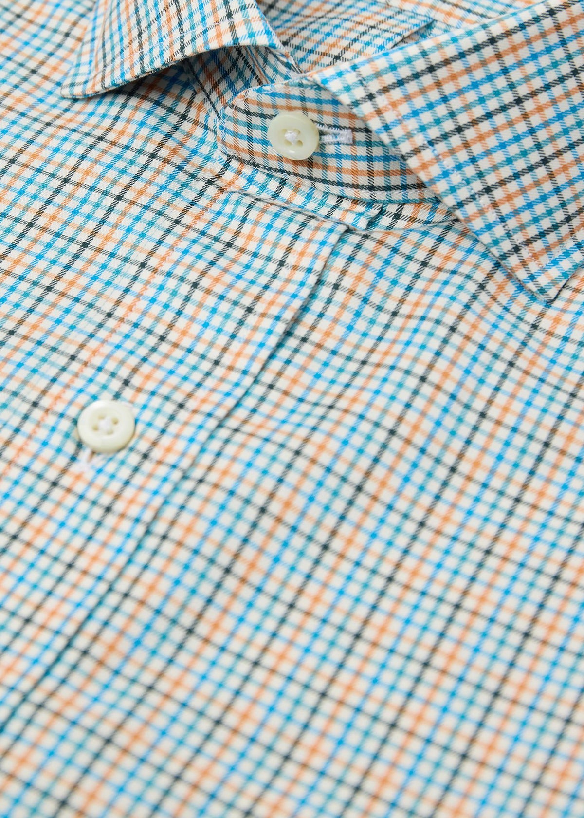 Tattersall Spread Collar Shirt Blue Multi - Paul Stuart