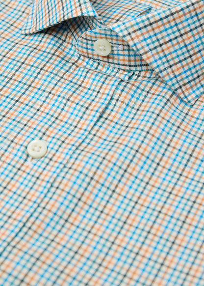 Tattersall Spread Collar Shirt Blue Multi - Paul Stuart