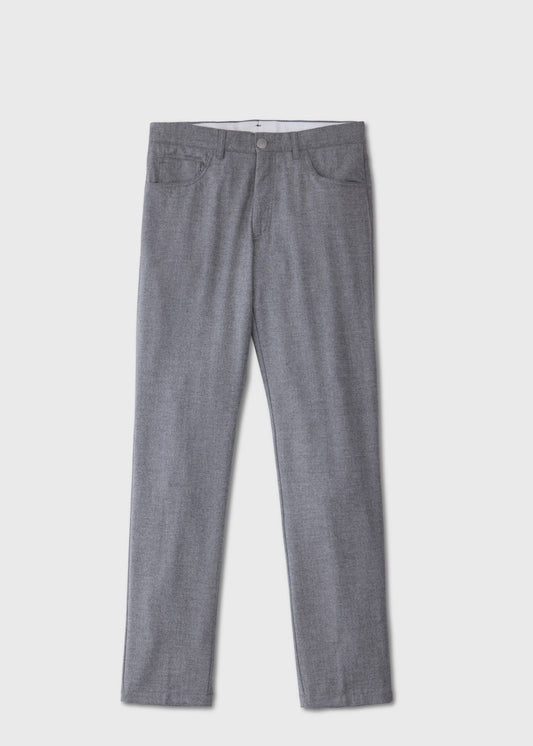 Wool Flannel Five-Pocket Trouser Charcoal - Paul Stuart