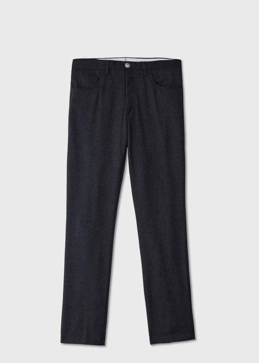 Wool Flannel Five-Pocket Trouser Charcoal - Paul Stuart