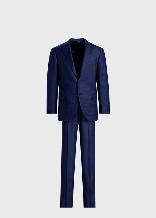 All Year Wool Bird's Eye Suit Blue - Paul Stuart